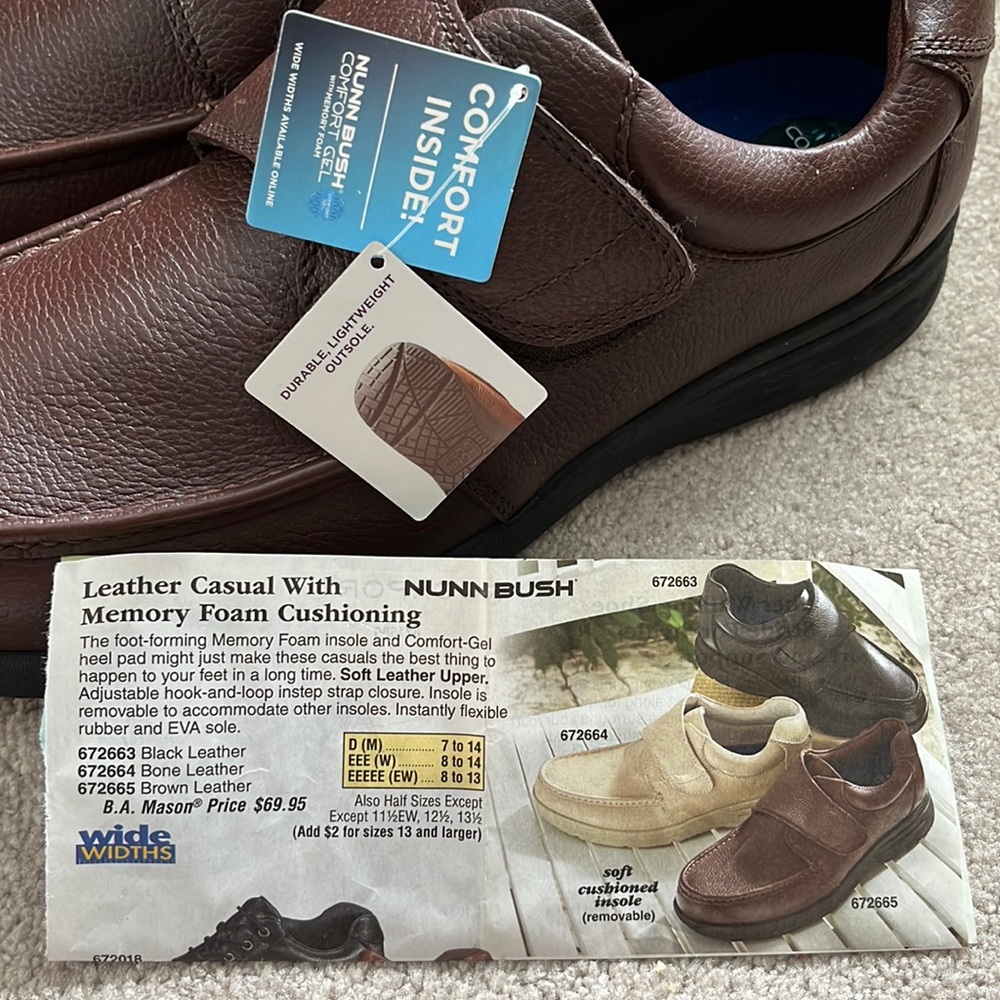 Nunn Bush Leather Cam Moc Toe Strap Casual Shoe size 14W